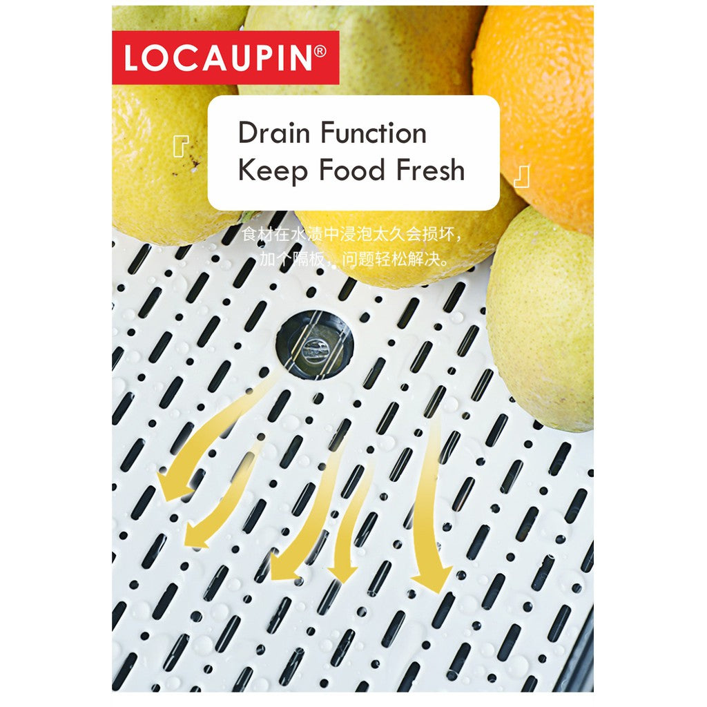 Locaupin Stackable Kitchen Pantry Cabinet Refrigerator Freezer Food Storage Box with Handles Lid - Organization