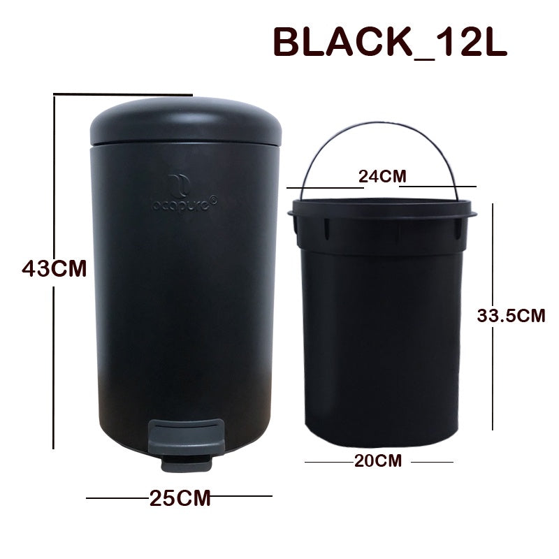 Locaupin 20L 30L Metal Hands Free Foot Pedal Type Trash Can Silent Close Lid Waste Basket Garbage Bin with Inner Bucket