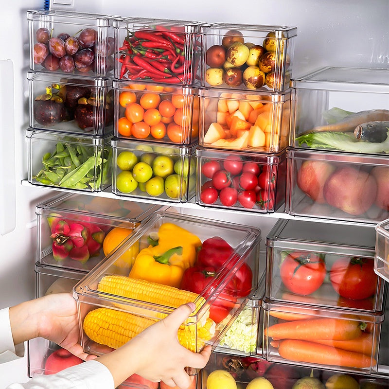 Locaupin Food Storage Containers Stackable Refrigerator Freezer Organizer Fresh Keeper Container with Lids