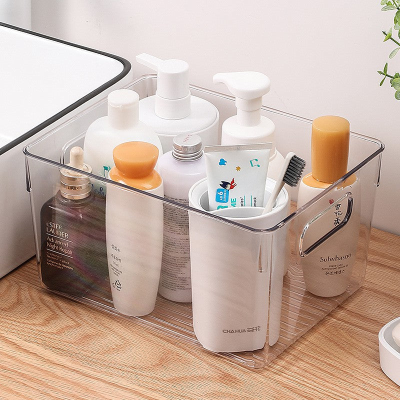 Locaupin Plastic Refrigerator Organizer Bins Fridge Organizers Storage Clear Bin with Handle for Kitchen Pantry