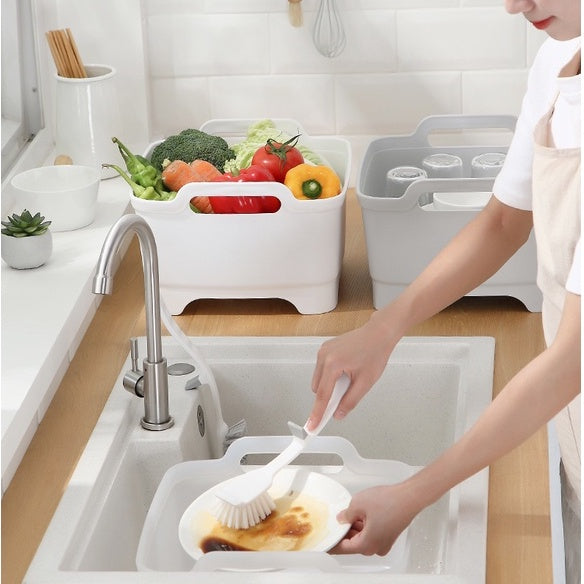 Locaupin Wash & Drain Wash Basin Dishpan with Draining Plug Carry Handles