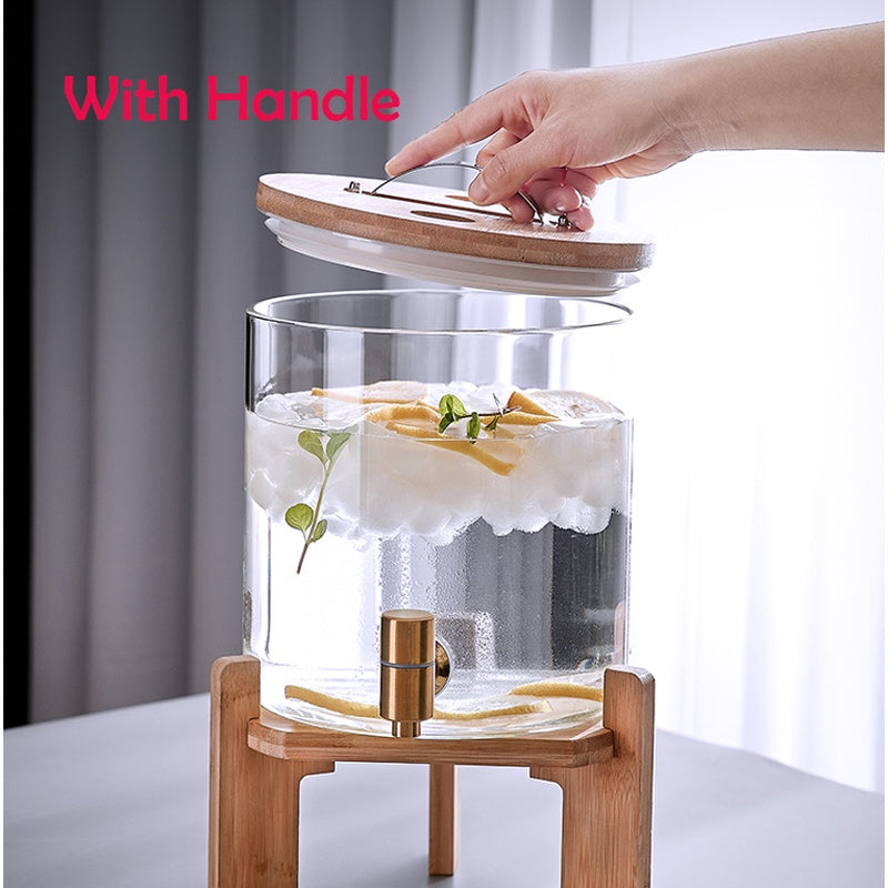 Locaupin Heat-Resistant Borosilicate Glass Beverage Dispenser with Gold Stainless Steel Spigot | Elegant & Durable Drink Server for Hot & Cold Beverages