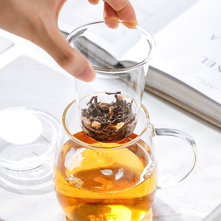 Locaupin 500mL 150℃ Heat-resistant Tea Cups Kits Borosilicate Glass Cups Simple Filtration Teacups Great Coffee Mugs