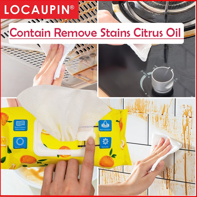 Locaupin 50pcs Kitchen Degreasing Wipes Kitchen Cleaning Multi Purpose Scented Wipes