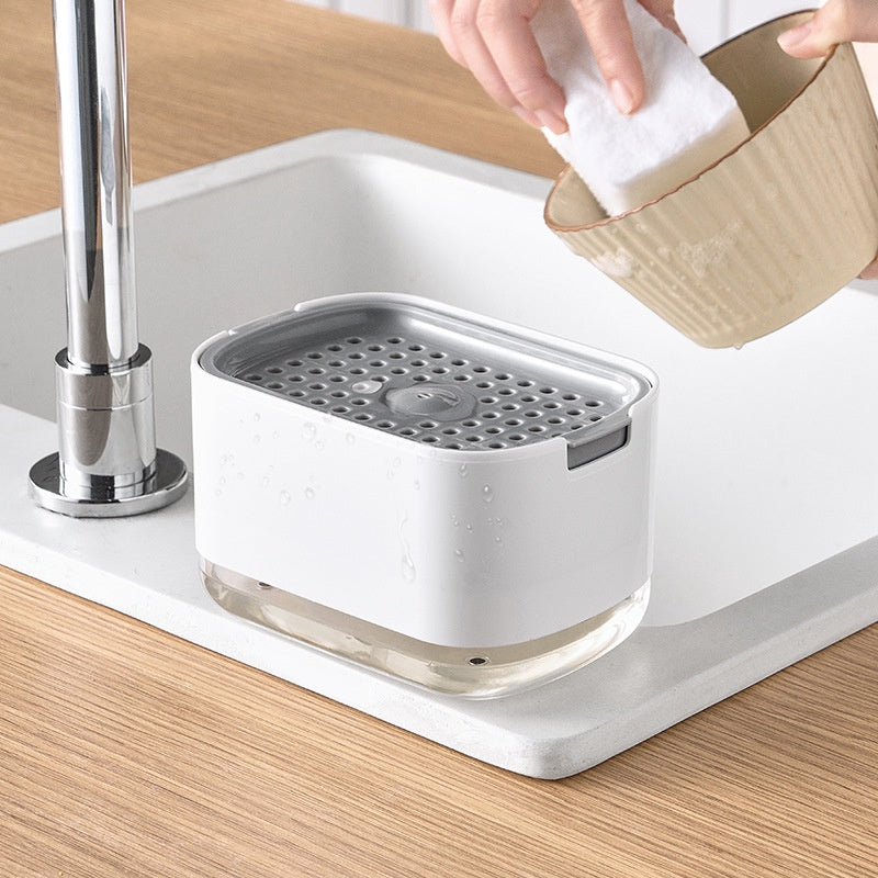 Locaupin High-Quality Soap Dispenser for Kitchen Sink, Countertop Soap Pump with Sponge Caddy Sponge Holder