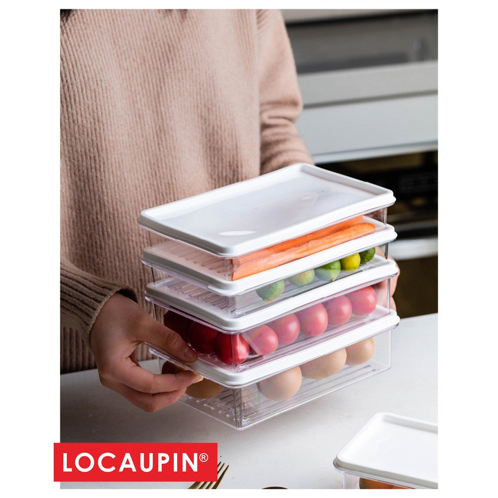 Locaupin Food Storage Containers, Stackable Refrigerator Freezer Organizer Fresh Keeper Container with Vented Lids
