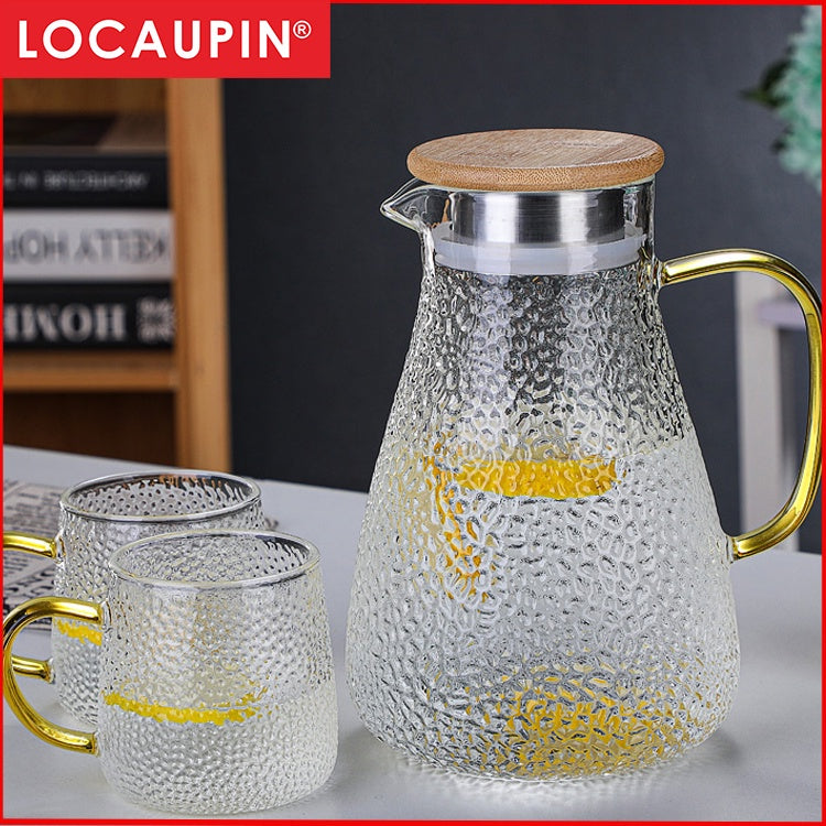 Locaupin 1800mL150ā Heat-resistant Borosilicate Glass Bottle Pitcher ,Glass Cups Hot Cold Water Juice Beverage Carafe