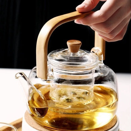 Locaupin -20 to150β Borosilicate Glass Teapot Teabloom Stovetop Microwave Safe High Temperature Tea Cups with Filter