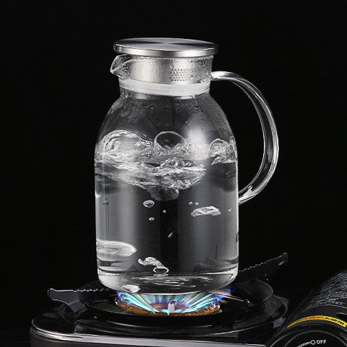 Locaupin 1500mL150ā Heat-resistant Borosilicate Glass Bottle Pitcher ,Glass Cups Hot Cold Water Juice Beverage Carafe