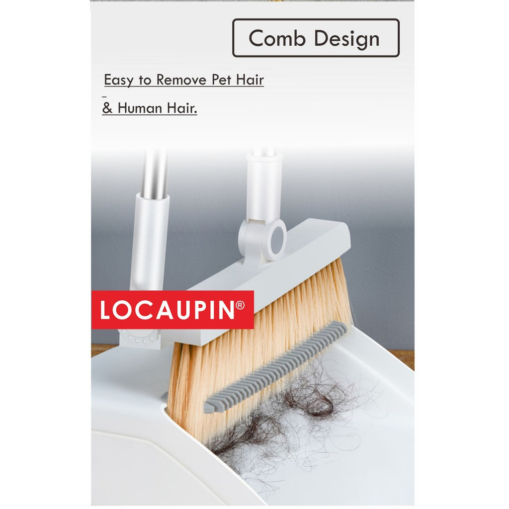 Locaupin Home Kitchen office Floor Broom Dustpan Set Outdoor Broom Set Self-Cleaning Dustpan Teeth Sweeping Tools