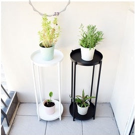 LOCAUPIN Garden Decorative 2Tier Plant Stand Flower Pot Rack Holder Indoor Outdoor Planter Display Shelf Rust-Proof Iron