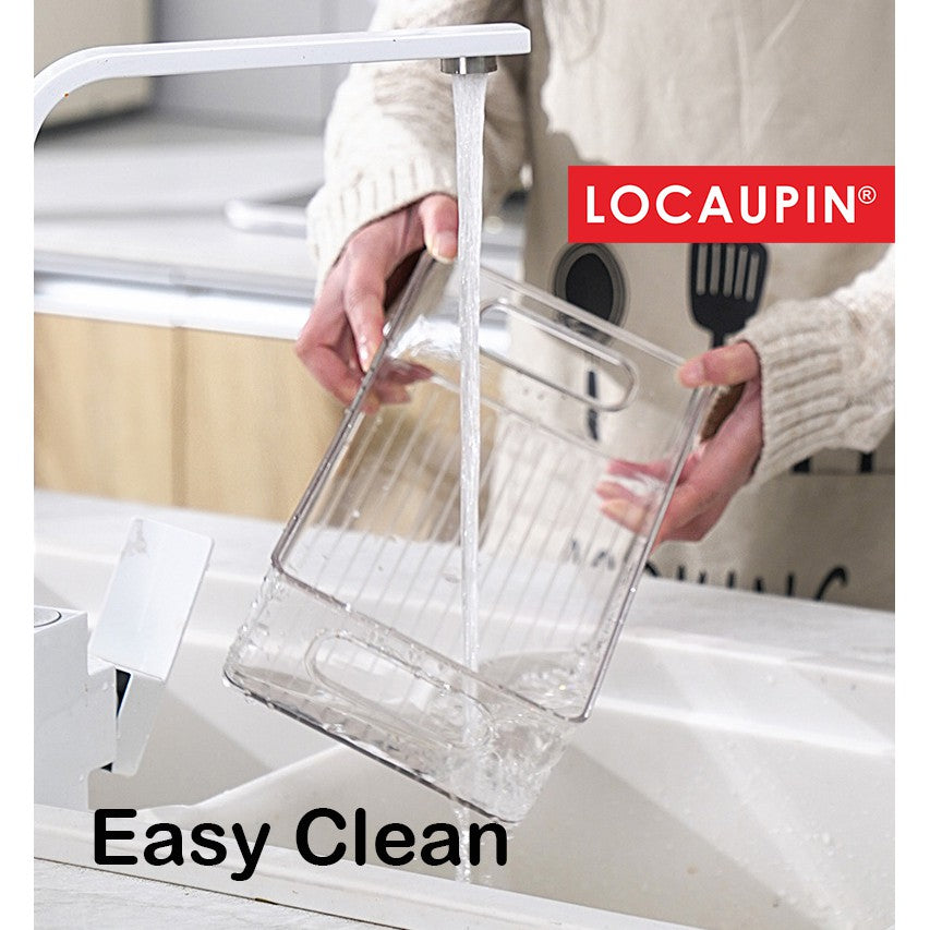 Locaupin Refrigerator Organizer Bins-Stackable Fridge Organizers with Handles,Countertops,Cabinets, Food Storage Rack