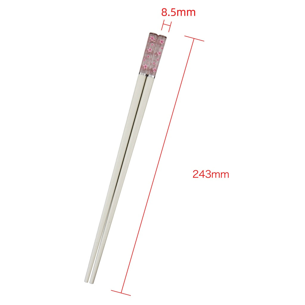 Locaupin White 5 Pairs Reusable Fiberglass Chopsticks Dishwasher Safe, Japanese Style Amber Cherry Blossoms Chopstick