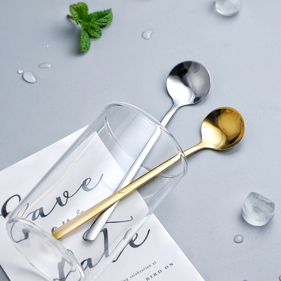 Locaupin Stainless Steel Gold Leaf Coffee Spoon Creative Tableware Dessert Spoons, Teaspoon