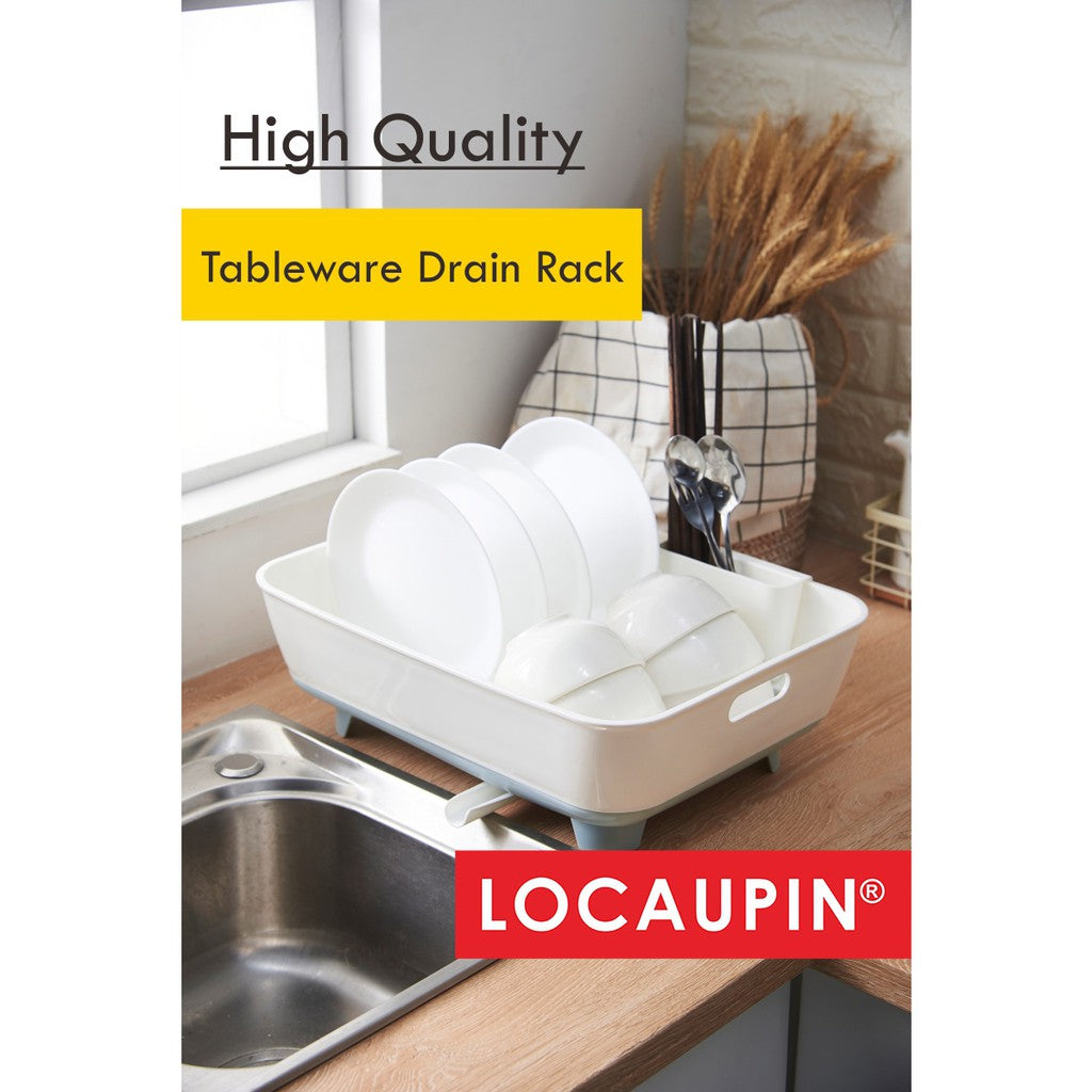 Locaupin Kitchen Dish Drying Rack with Drain Board, and Detachable Dish Draining Board Kitchen Storage Dish Rack