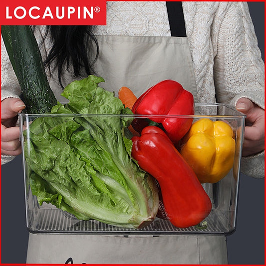 Locaupin  Food Storage Bins with Handles for Kitchen Pantry, Cabinet, Refrigerator, Freezer-Organizer  Books Storage