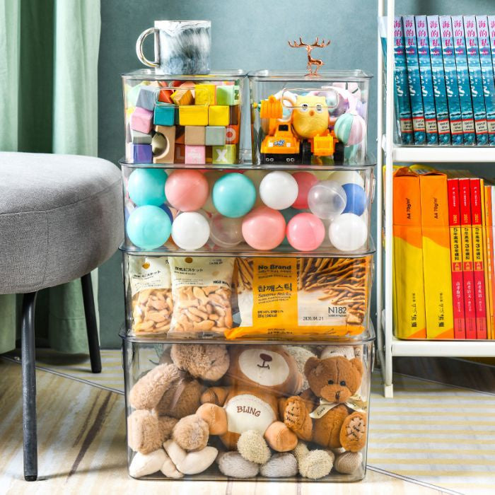 Locaupin Storage Bin Storage Box With Cover for Kitchen Pantry Plastic Organizer Container Desk,Office and Drawer
