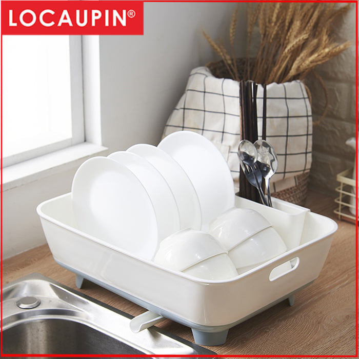 Locaupin Kitchen Dish Drying Rack with Drain Board, and Detachable Dish Draining Board Kitchen Storage Dish Rack