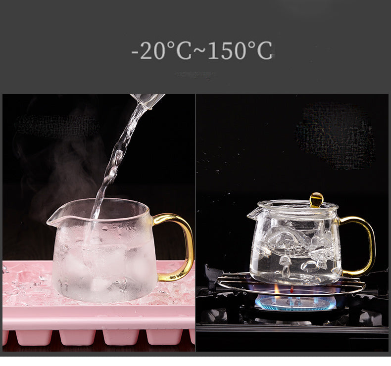 Locaupin -20 to150β Borosilicate Glass Teapot Teabloom Stovetop Microwave Safe High Temperature Tea Cups with Filter
