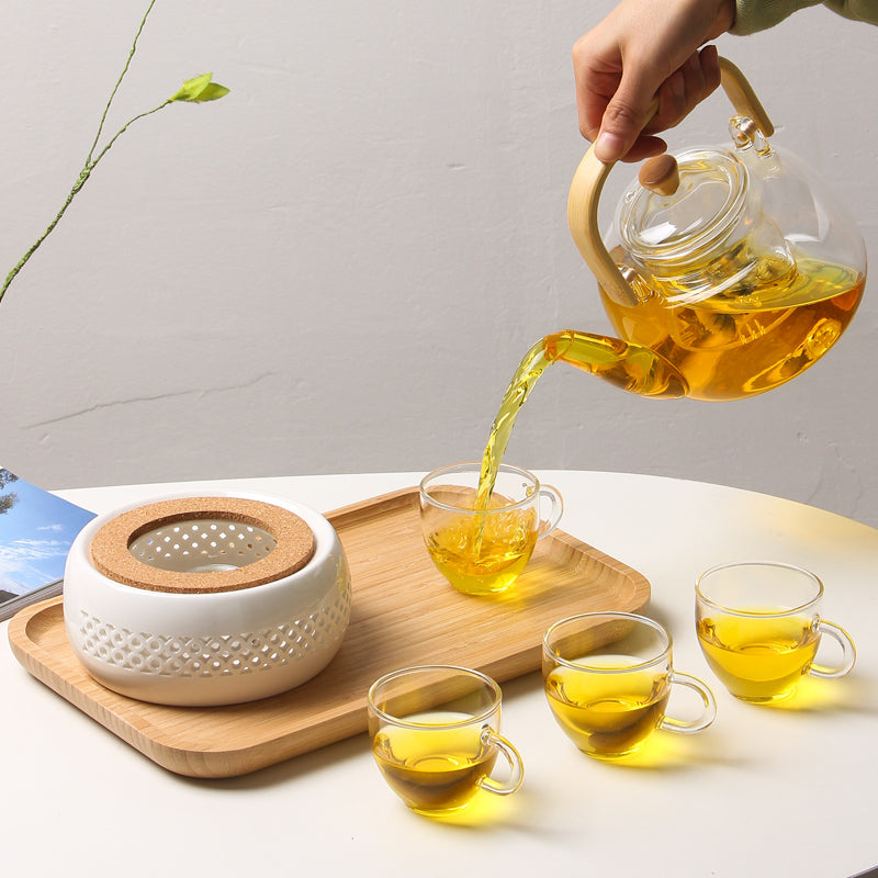 Locaupin -20 to150β Borosilicate Glass Teapot Teabloom Stovetop Microwave Safe High Temperature Tea Cups with Filter