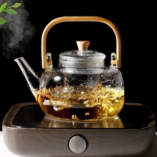Locaupin -20 to150β Borosilicate Glass Teapot Teabloom Stovetop Microwave Safe High Temperature Tea Cups with Filter