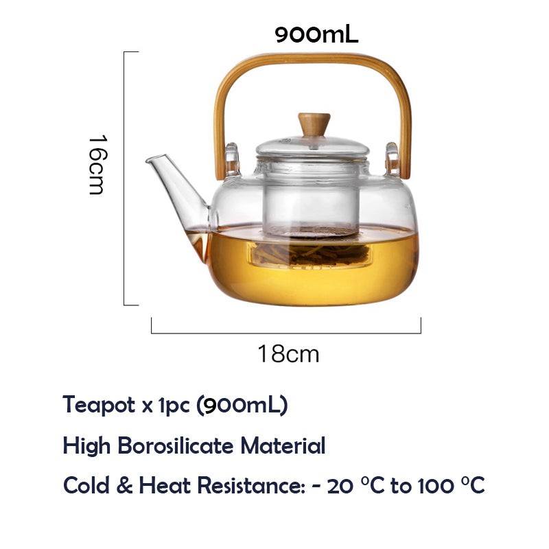 Locaupin -20 to150β Borosilicate Glass Teapot Teabloom Stovetop Microwave Safe High Temperature Tea Cups with Filter