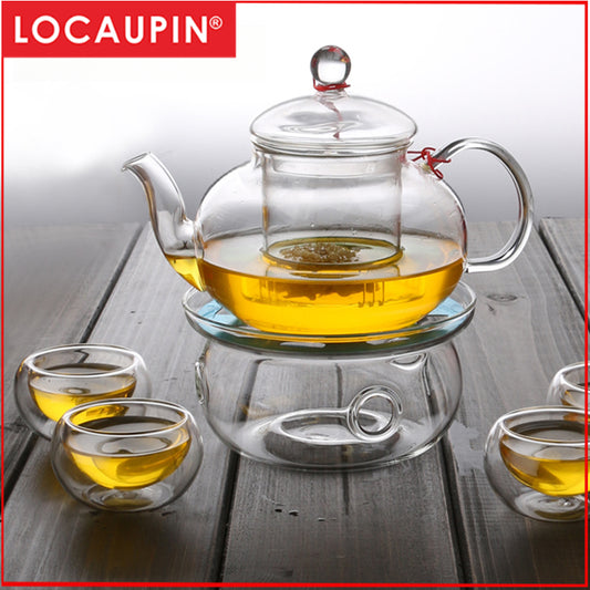 Locaupin -20 to150℃ Borosilicate Glass Teapot Teabloom Stovetop Microwave Safe High Temperature Tea Cups with Filter