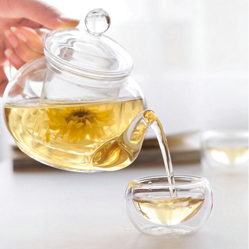 Locaupin -20 to150β Borosilicate Glass Teapot Teabloom Stovetop Microwave Safe High Temperature Tea Cups with Filter