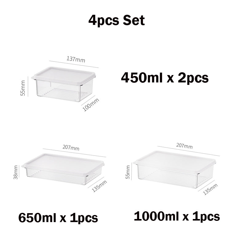 Locaupin Food Storage Containers, Stackable Refrigerator Freezer Organizer Fresh Keeper Container with Vented Lids