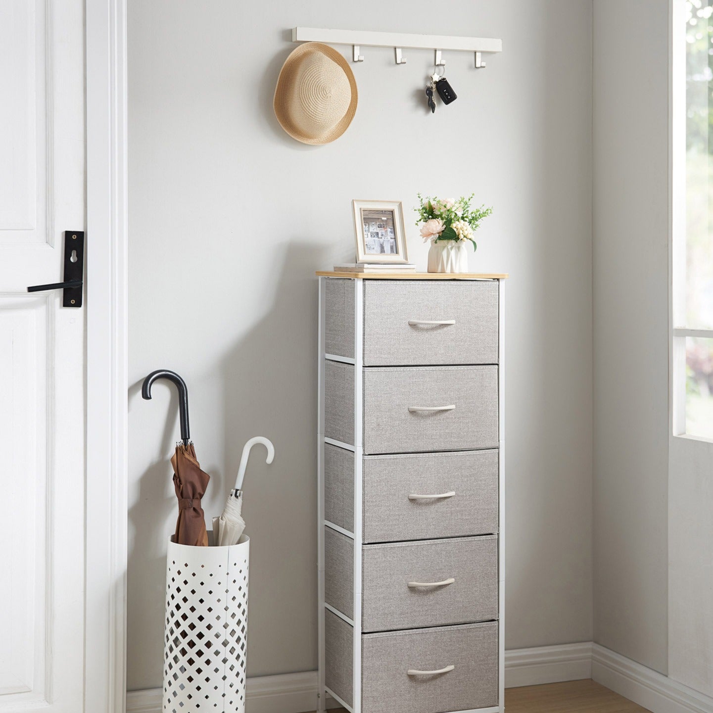 Locaupin Houseware Drawer, Storage Chest of Drawers with Removable Fabric Bins for Nursery Laundry Living Room Entryway Hallway