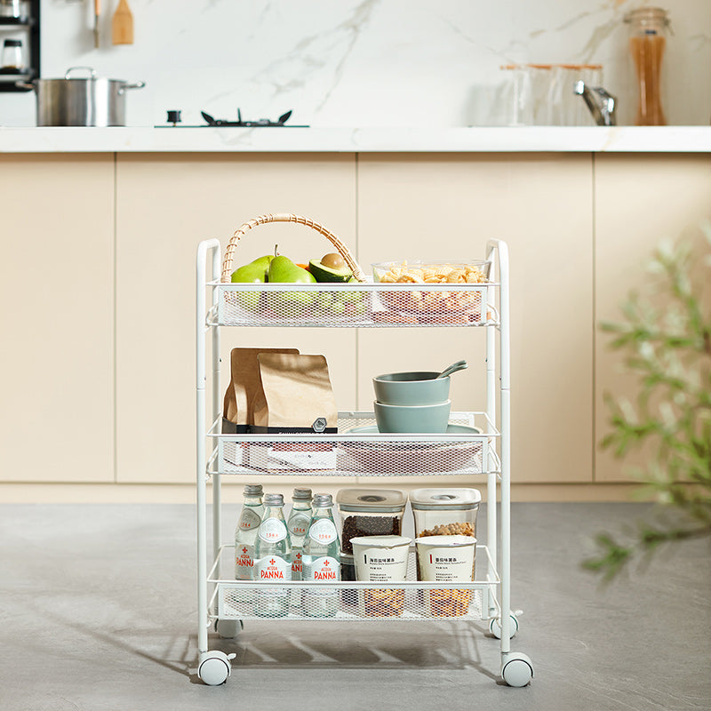 Locaupin Mesh Wire Rolling Cart, Kitchen Storage Utility Cart, Multifunction Basket Stand for Bathroom, Full Metal Storage Art Trolley Carts