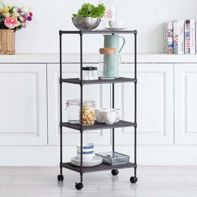 Locaupin Storage Shelf with Wheels-Adjustable 4 Tier Mesh Wire Shelving Unit, Standing Storage Rack, Organizer Shelves