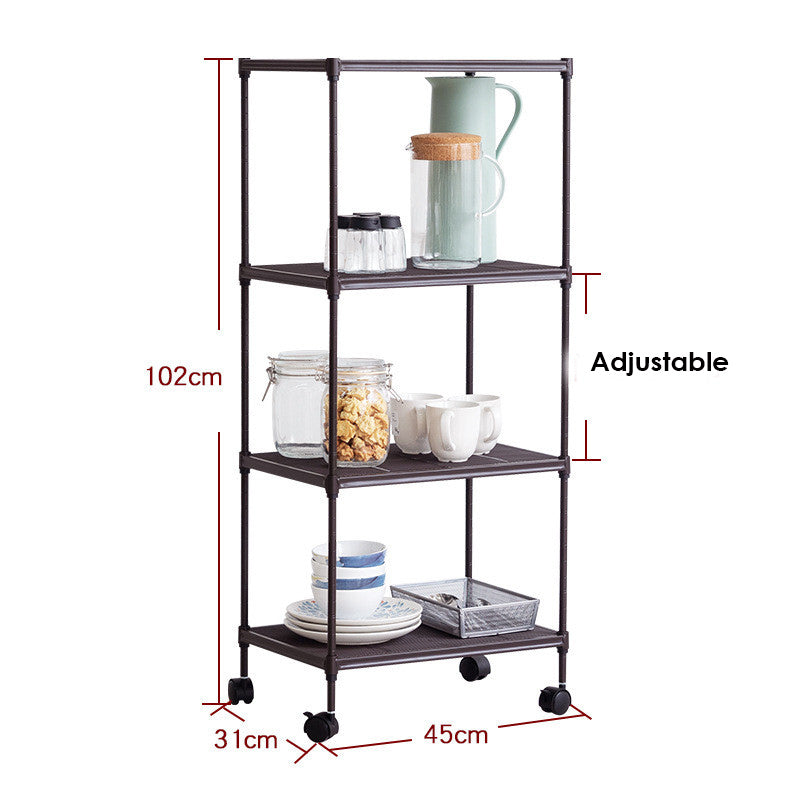 Locaupin Storage Shelf with Wheels-Adjustable 4 Tier Mesh Wire Shelving Unit, Standing Storage Rack, Organizer Shelves