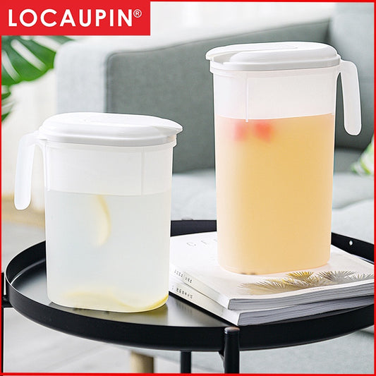 Locaupin Fridge Door Water Jug with Handle Plastic Pitcher with Flip Top Lid Perfect for Making Teas and Juices