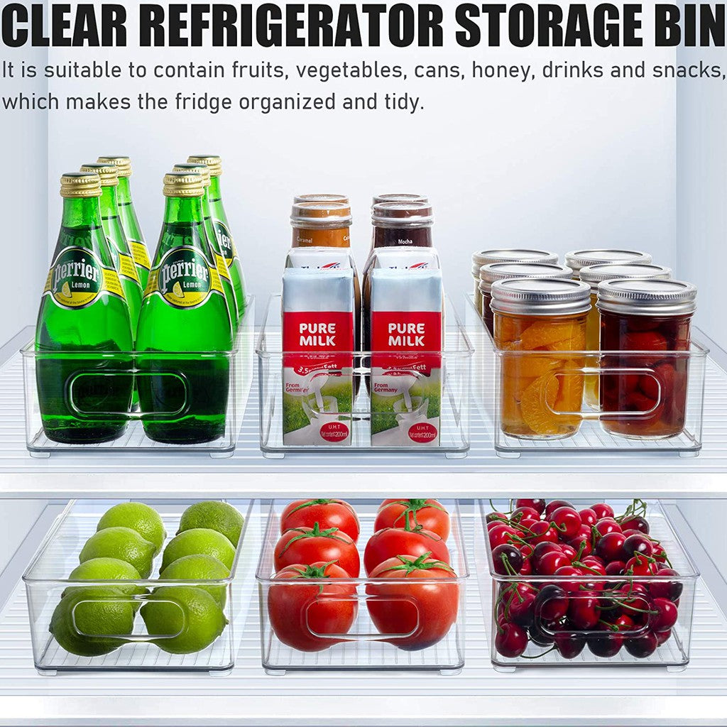 Locaupin Refrigerator Organizer Bins-Stackable Fridge Organizers with Handles,Countertops,Cabinets, Food Storage Rack
