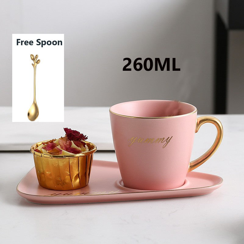 Locaupin Ins Coffee Mug Elegant Ceramic Mug Set Creative Coffee Mug for Breakfast Milk Tea Cups New Year Mug Gift