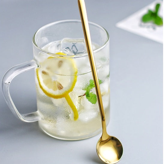 Locaupin Stainless Steel Gold Leaf Coffee Spoon Creative Tableware Dessert Spoons, Teaspoon