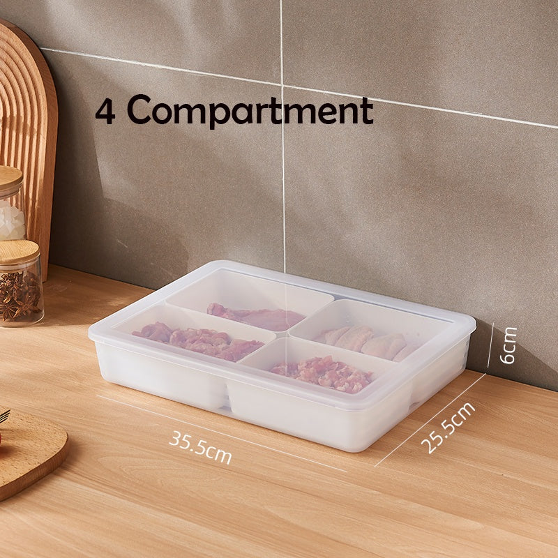 Locaupin Food Storage Containers Stackable Refrigerator Organizer Bins with Lids with Removable Compartment Basket