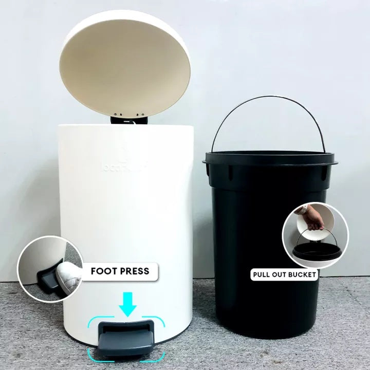 Locaupin 20L 30L Metal Hands Free Foot Pedal Type Trash Can Silent Close Lid Waste Basket Garbage Bin with Inner Bucket