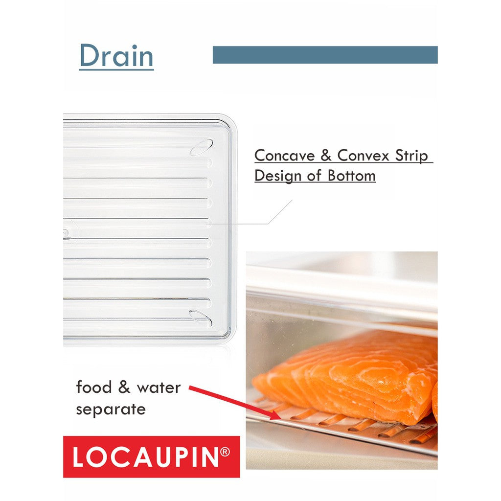 Locaupin Food Storage Containers, Stackable Refrigerator Freezer Organizer Fresh Keeper Container with Vented Lids