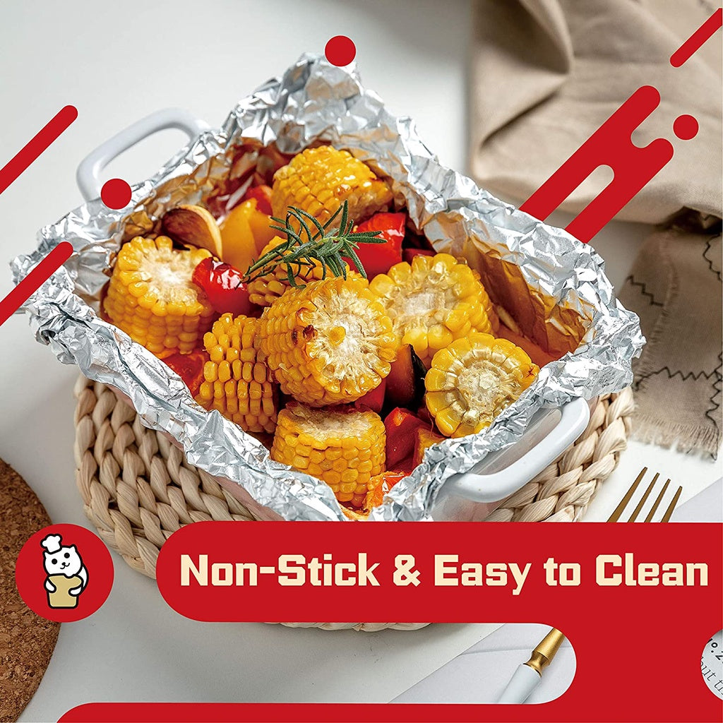 Locaupin Non Stick Aluminum Foil Roll, Grilling Nonstick Foil Wrap for Cooking, Roasting, BBQ, Baking,Non-Stick Coating