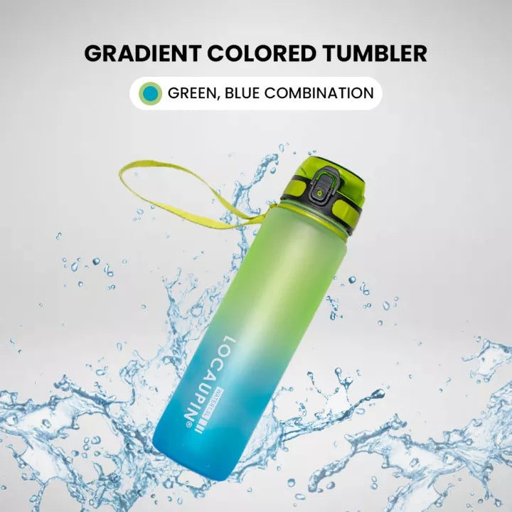 Locaupin Gradient Frosted Fitness Sports Water Bottle Snap Design Lid For Student to Outdoor Running Cycling Gym Workout