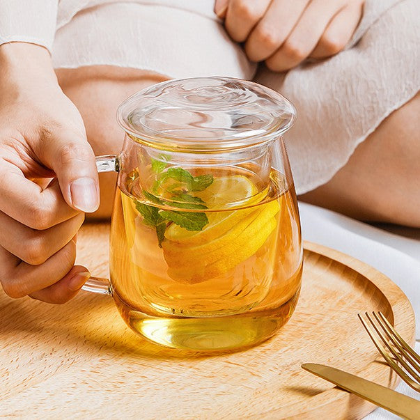 Locaupin 500mL 150℃ Heat-resistant Tea Cups Kits Borosilicate Glass Cups Simple Filtration Teacups Great Coffee Mugs