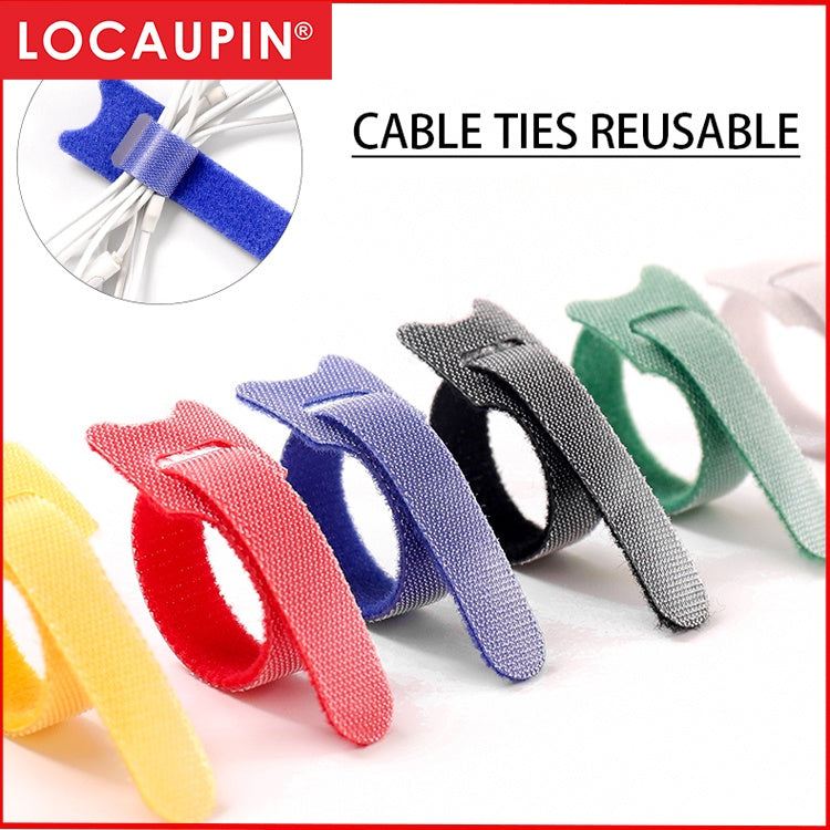 Locaupin 6pcs Reusable Hook and Loop Cord Organizer Cable Ties for Cord Management and Desk or Office Organization