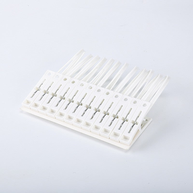 Locaupin Clothespins 12 Pack White Color ClothesPins with Plastic Rope for Clothesline Drying Clothing Clips