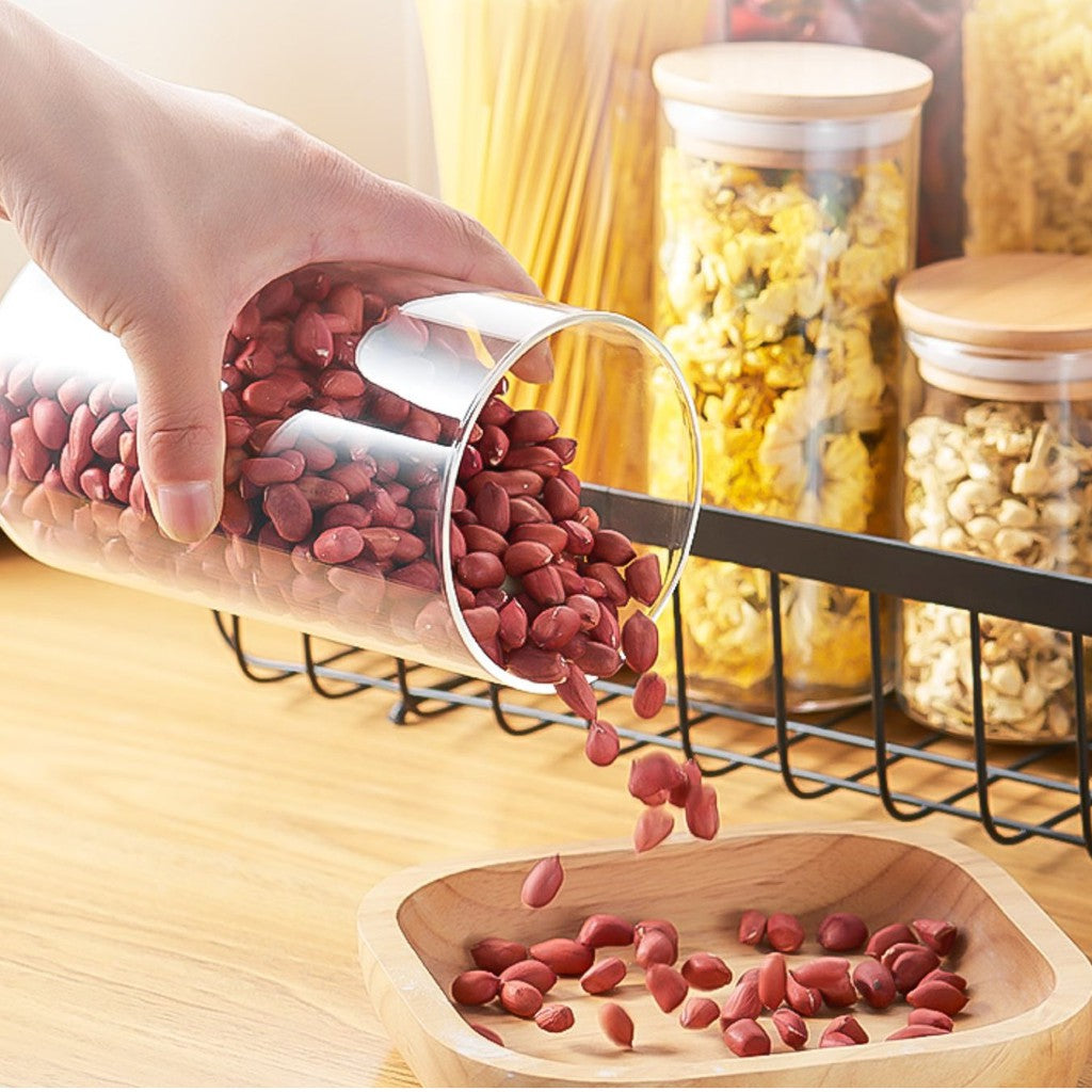 Locaupin Glass Borosilicate Glass Dry Food Storage Container Food Dispensers With Cover