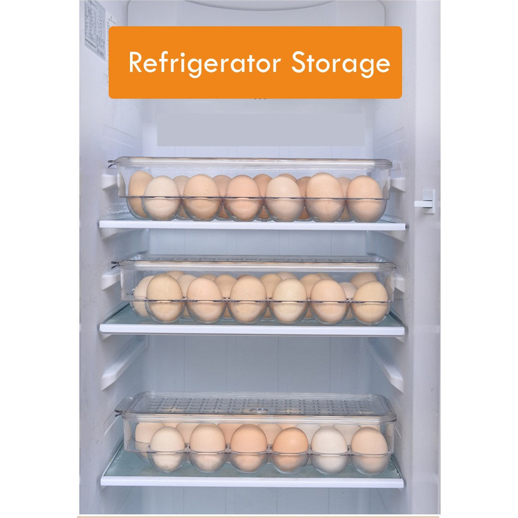 Locaupin Stackable Refrigerator 18/34pcs Eggs Storage Box Eggs Dispensers Egg Storage Bin With Lid