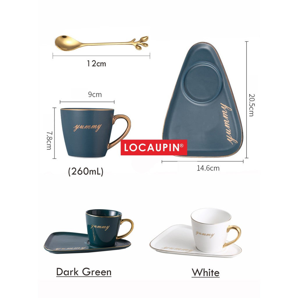 Locaupin Ins Coffee Mug Elegant Ceramic Mug Set Creative Coffee Mug for Breakfast Milk Tea Cups New Year Mug Gift