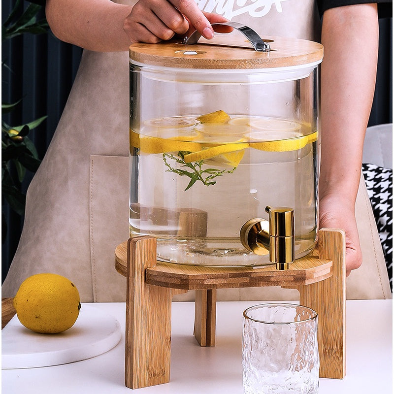 Locaupin Heat-Resistant Borosilicate Glass Beverage Dispenser with Gold Stainless Steel Spigot | Elegant & Durable Drink Server for Hot & Cold Beverages