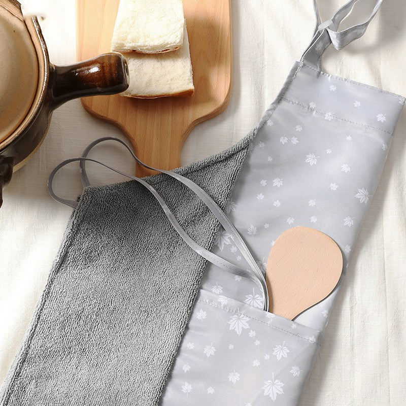 Locaupin Kitchen Apron, Waterproof Oil-Proof 2 Side Coral Velvet Erasable Towels Adjustable Bib Cooking Aprons